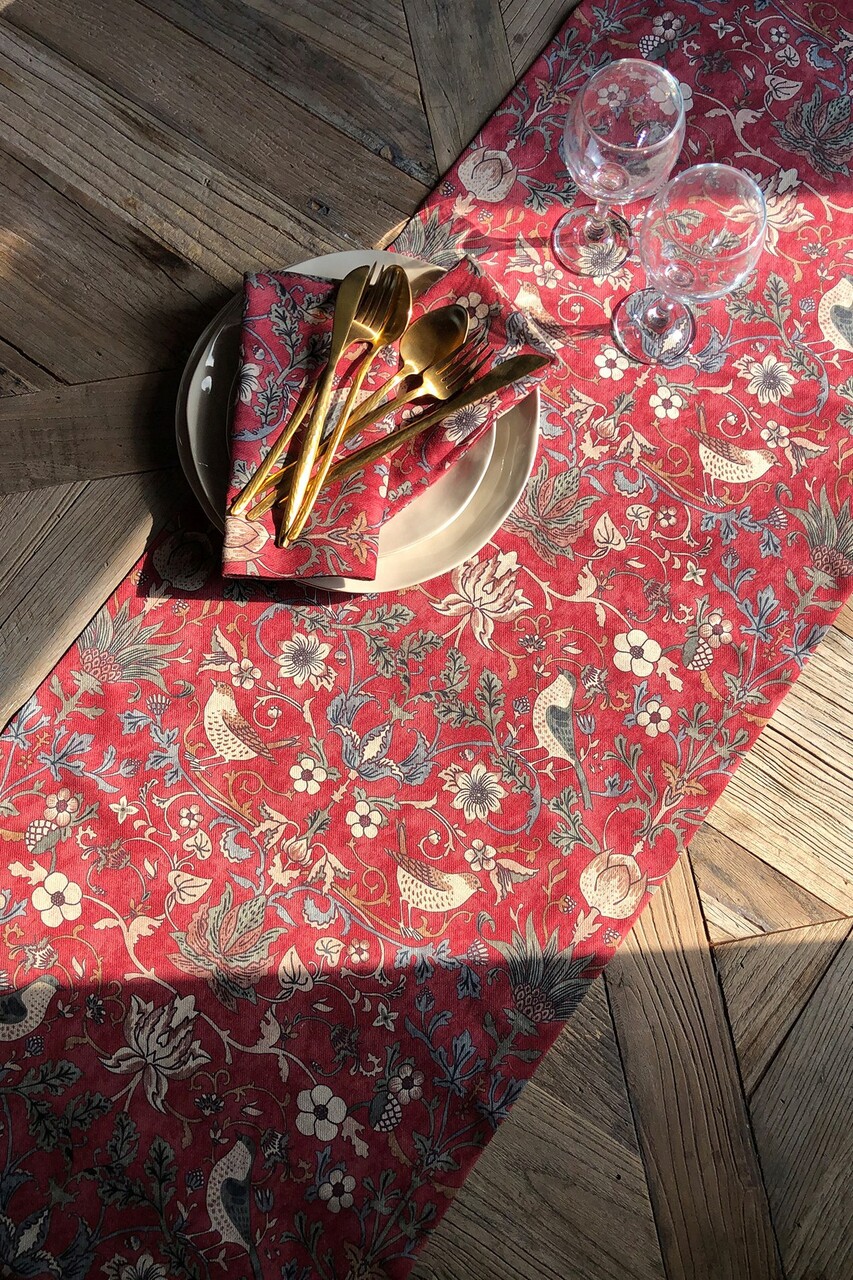 Traversa de masa, SX - Kitchen, 626SRT1143, Poliester , Dimensiune: 45 x 150 cm (1 bucată), Rosu claret - 1 | YEO