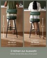 Set 2 scaune de bar, Vasagle, Ekho, 57x101 cm, otel/piele ecologica, verde forest