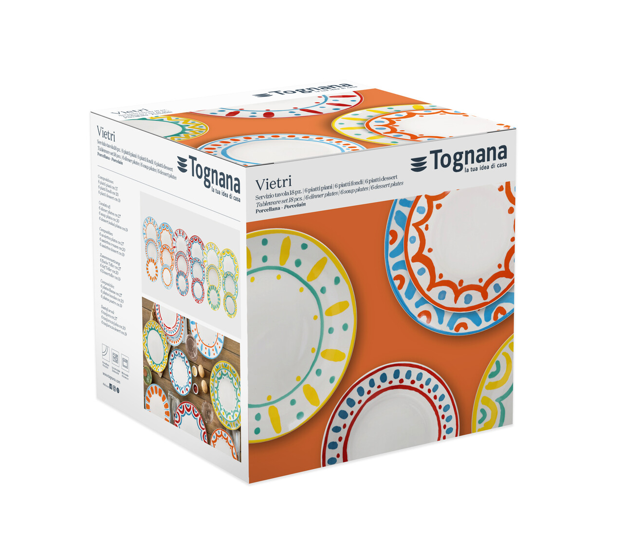 Serviciu de masa 18 piese Madison Vietri, Tognana, portelan, multicolor