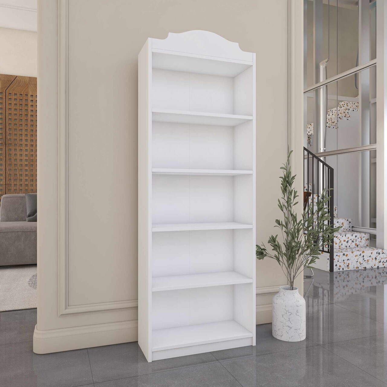 Corp biblioteca, Hanah Home, HC130, 60x160x25 cm, Alb — imaginea 6