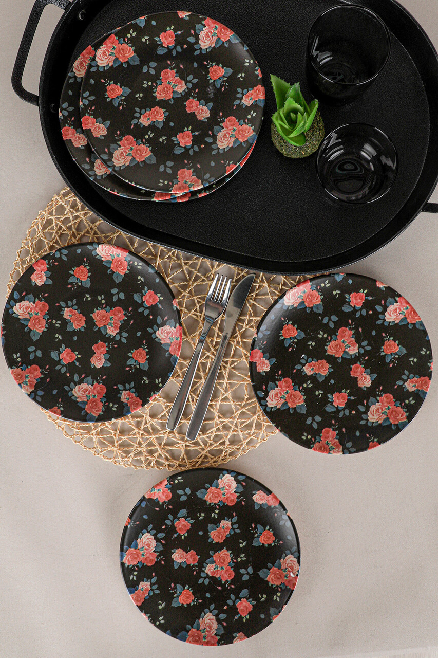 Set farfurii pentru desert, Keramika, 275KRM1261, Ceramica, Roz/Negru - 1 | YEO