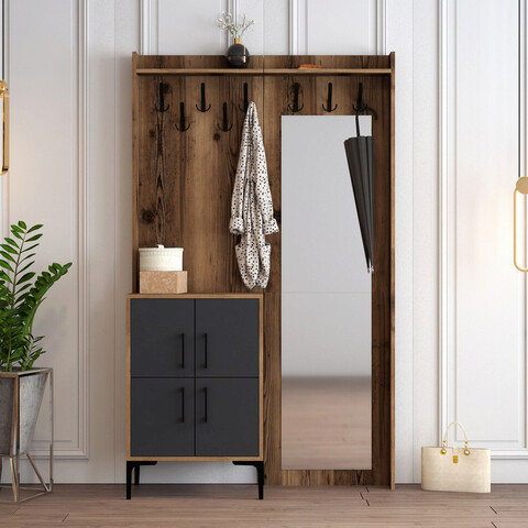 Cuier de perete, hommy craft, berlin bc, 120x200x35 cm, nuc / antracit