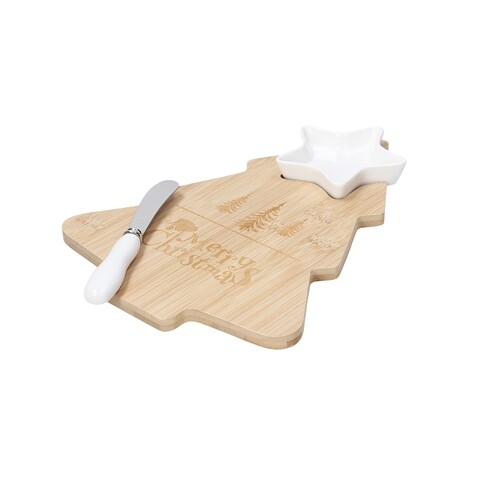 Set tocator in forma de brad cu bol si cutit pentru unt, Tognana Natale Natural Christmas