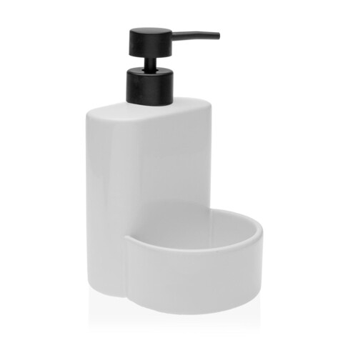 Dozator detergent lichid cu suport burete shaye, versa, 11.5 x 10 x 18 cm, ceramica, alb