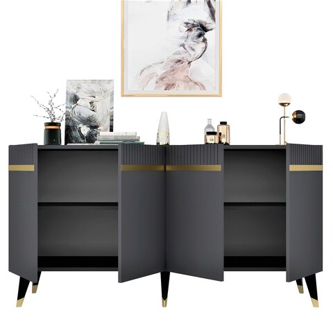 Consola, Olivia, Defne, 150x80x40 cm, PAL , Antracit / Aur