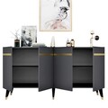 Consola, Olivia, Defne, 150x80x40 cm, PAL , Antracit / Aur