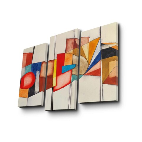 Set 3 tablouri decorative, 3PATK-97, Canvas, 20 x 39 cm, 2 piese, Multicolor