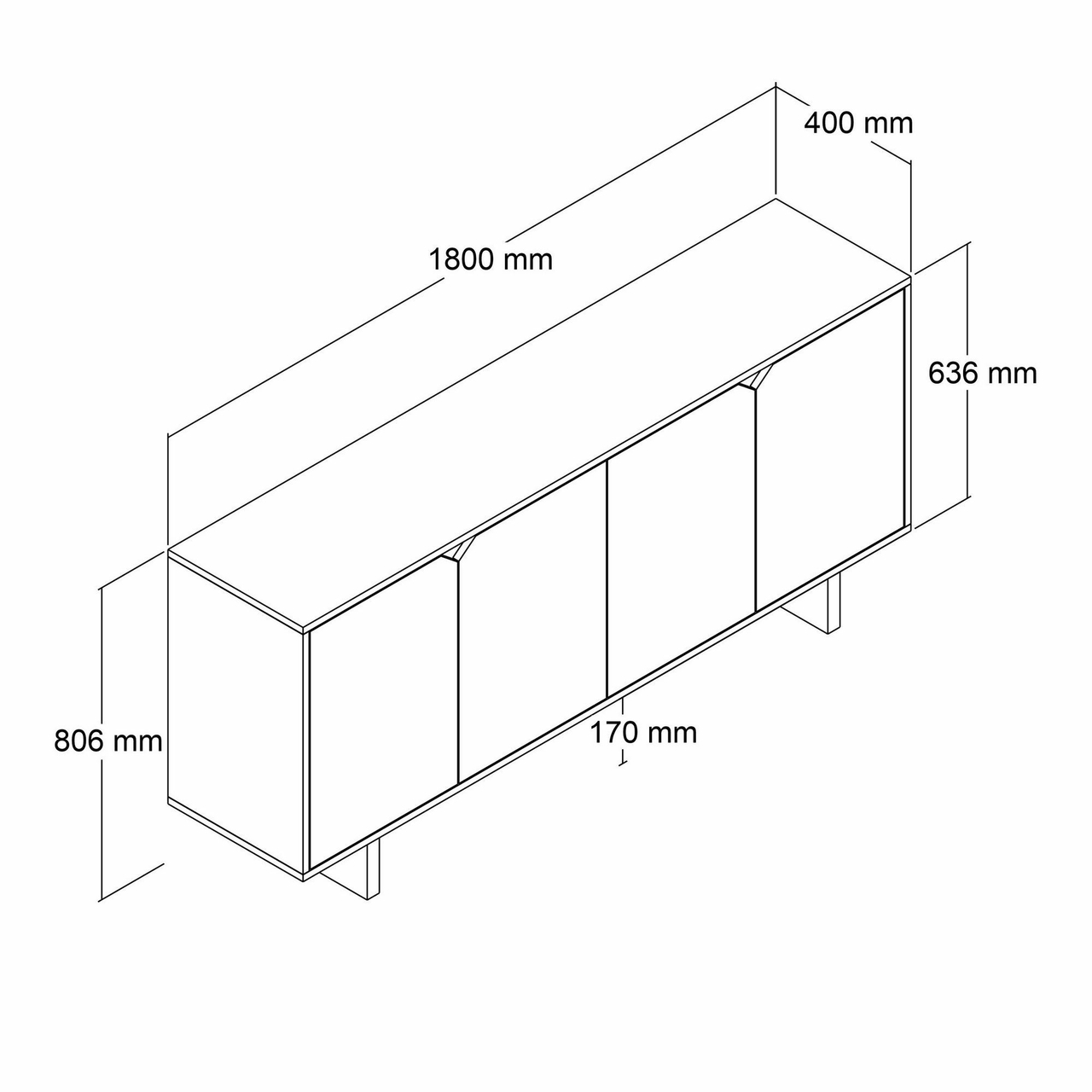 Consola, Hanah Home, Doruk, 180x80.6x40 cm, Alb - view 6