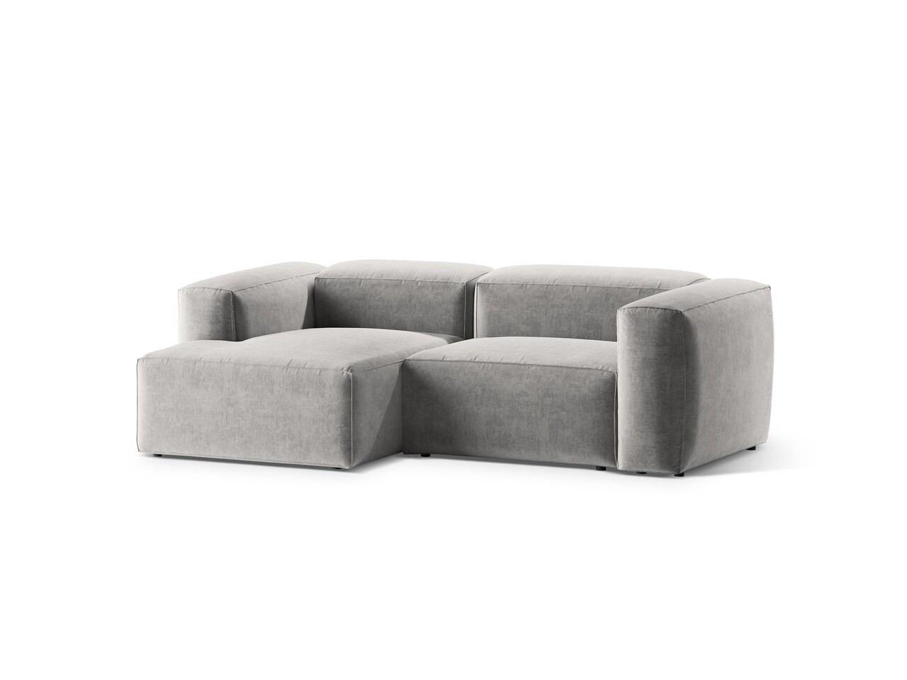 Coltar stanga 2 locuri, Bergamo, Cosmopolitan Design, 244x152x70 cm, tesatura structurata, gri deschis - 1 | YEO