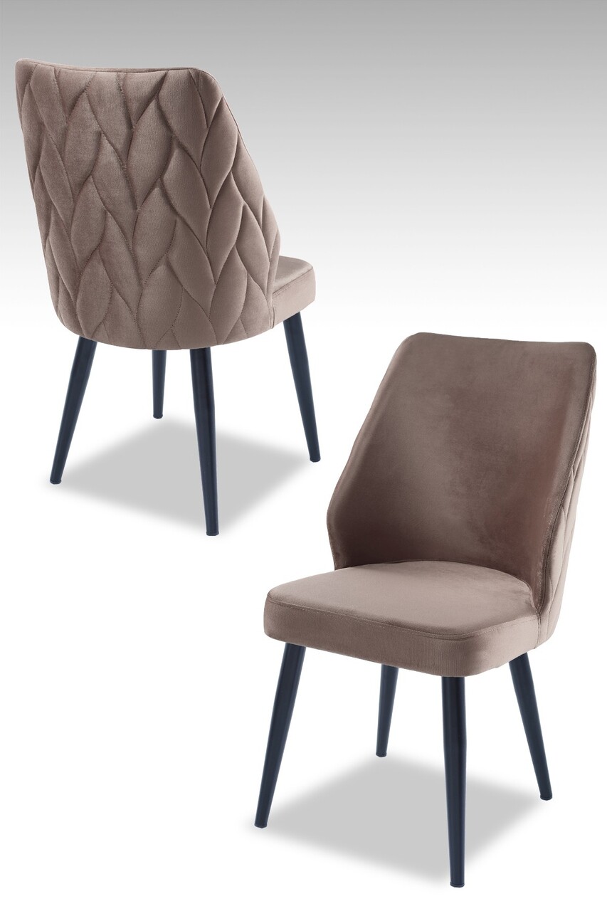 Set scaune 2 piese, Beckley, Pufi, Cappuccino / Negru