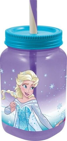 Pahar cu pai Frozen, Disney, 500 ml, plastic
