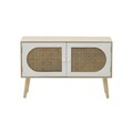 Comoda White Natural, InArt, 80x30x52 cm, lemn de pin/ratan