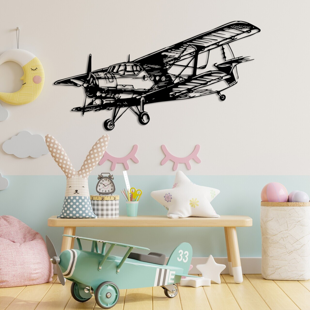 Decoratiune de perete, Aereo-1, Metal, (Grosime: 1,5 mm), Negru — imaginea 2