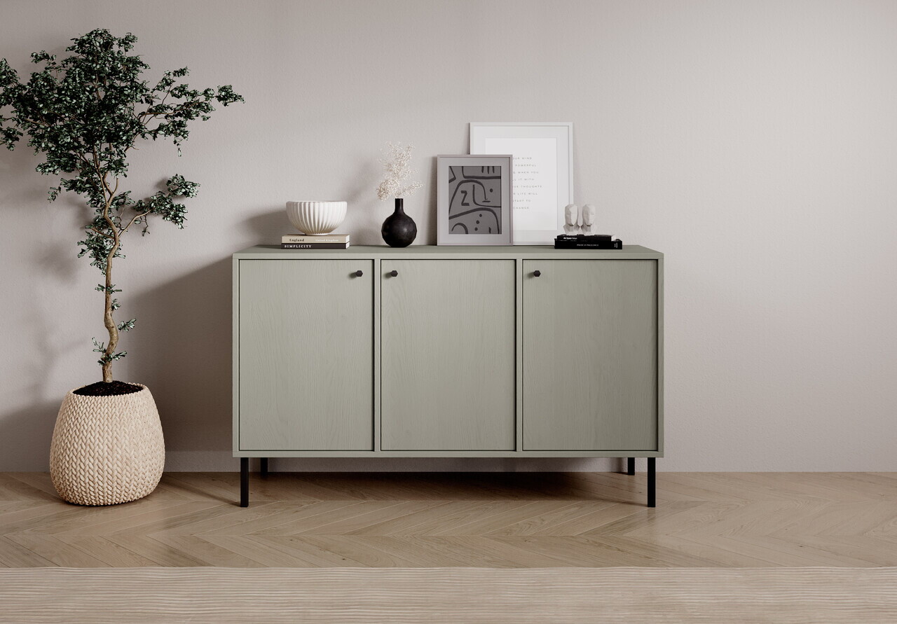 Comoda ADRK, Tili 3D, 124.5x40.8x73.9 cm, PAL laminat, verde eucalipt