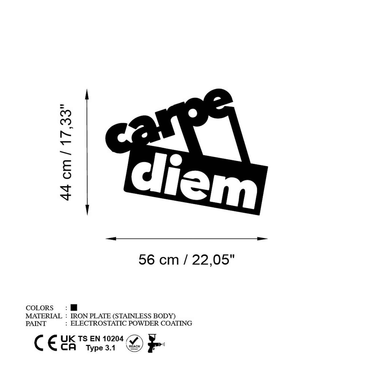 Decoratiune de perete, Carpe Diem 3, Dimensiuni: 56 x 44 cm, Negru — imaginea 6