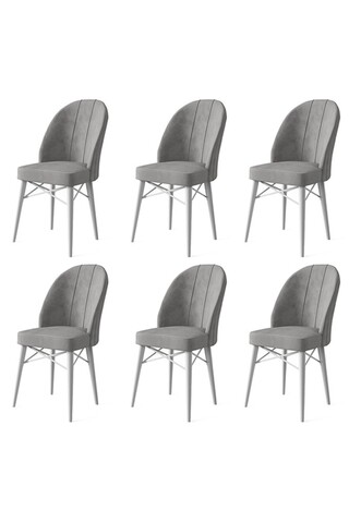 Set de scaune, Charlotte, Ritim, Metal, Gri/Alb