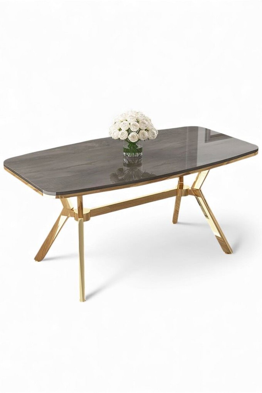 Masa, Hanah Home, Esla, 160x75x90 cm, Antracit / Aur - view 2