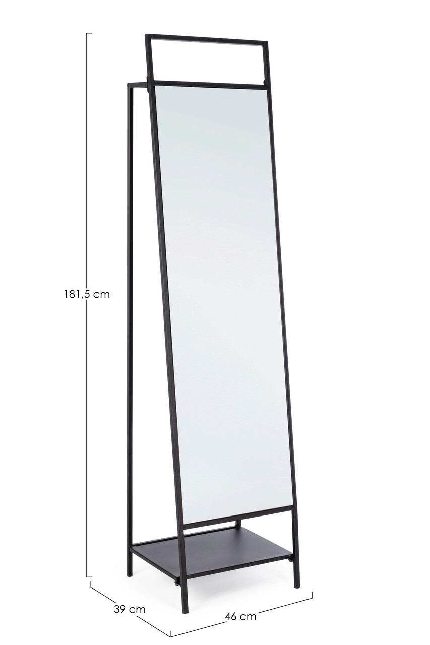 Oglinda de podea cu suport umerase Ekbal, Bizzotto, 46 x 181.5 cm, otel/sticla, negru
