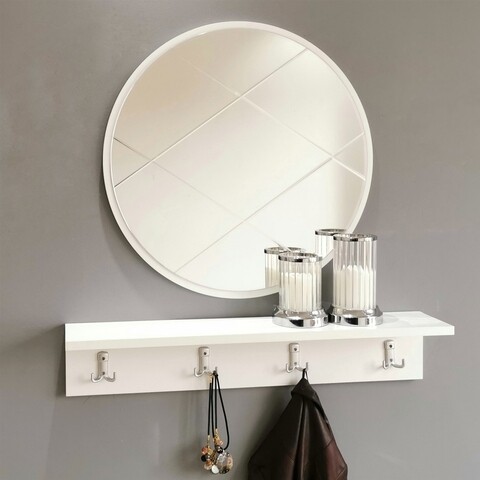 Set oglinda si cuier V100, Neostill, 60 cm/80 x 15 cm, alb mezoni.ro imagine noua 2022