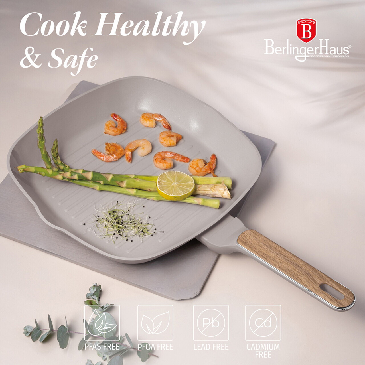 Set 3 tigai Berlinger Haus, Taupe Nordic, 20/24/28 cm, aluminiu forjat, taupe mat/natur - imagine 5