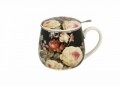 Cana cu infuzor Warda, Duo, 430 ml, portelan, negru