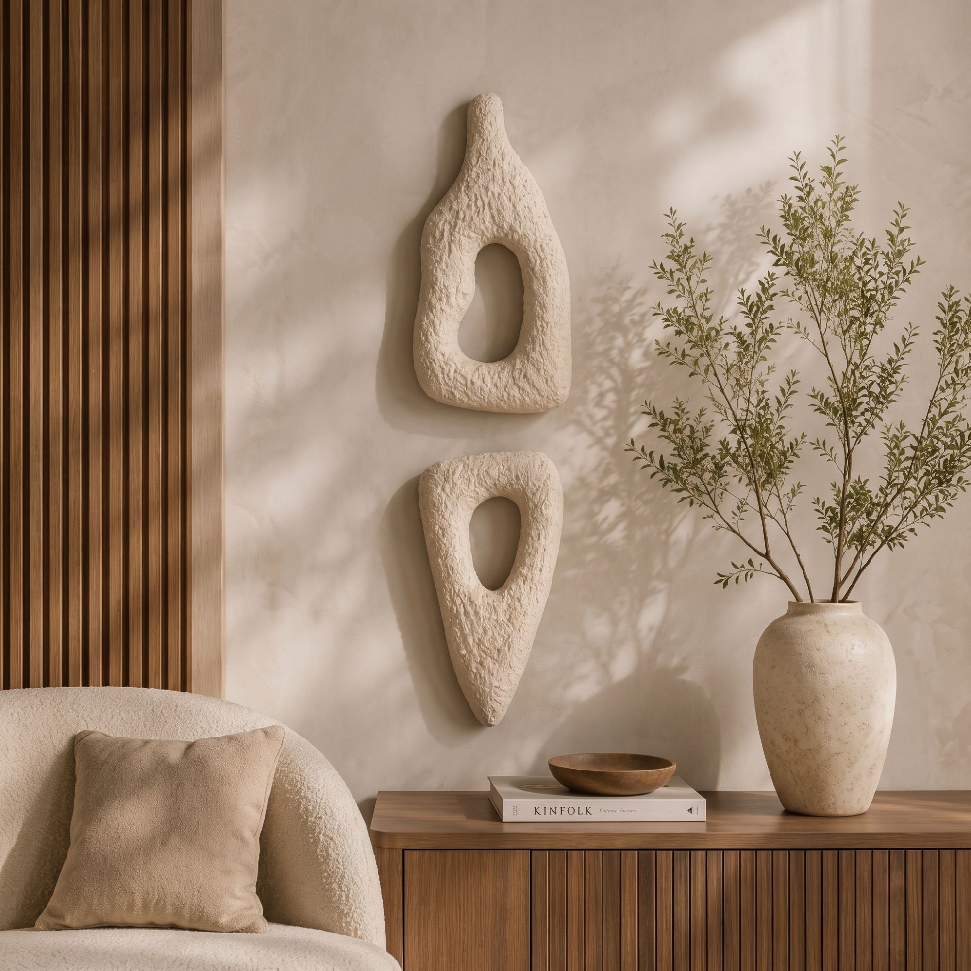 Set de accesorii decorative pentru perete, Myk3086, BETON CARBON, Dimensiune: 18 x 40 cm (2 bucăți), Aproape alb
