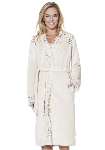 Halat de casa dama, Luisa Moretti, LMS-2083, bambus/bumbac, mink, marimea 34/36 - S