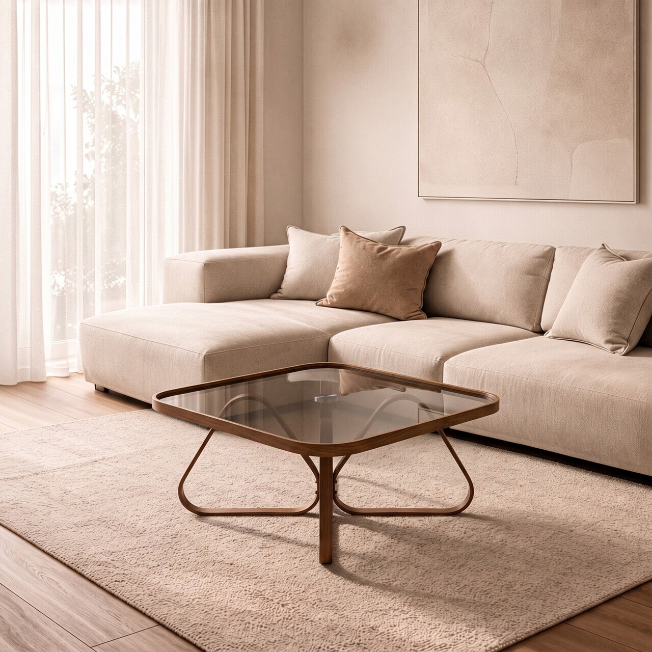 Masuta de cafea, Hanah Home, Dubai 90, 90x48x90 cm, LEMN MASIV DE FAG, Maro