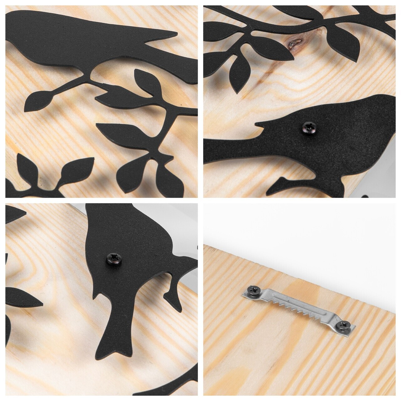 Decoratiune de perete, Nidra, Cadru: Lemn (Grosime: 2 cm), Natural/Negru — imaginea 6
