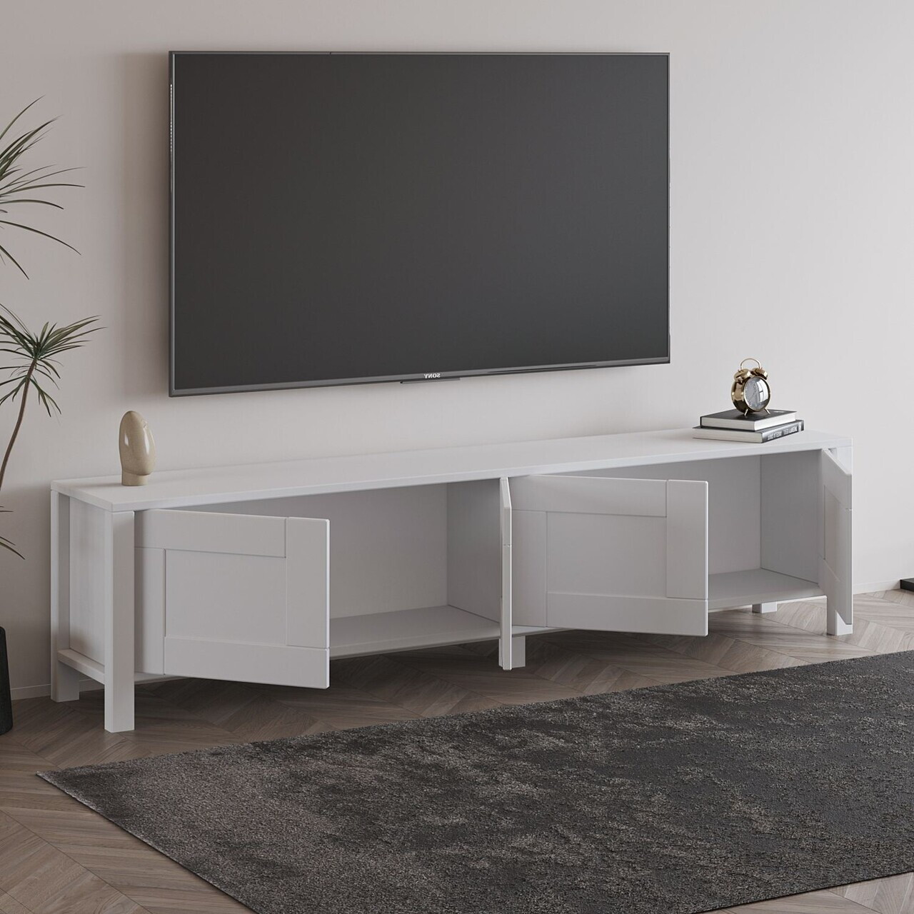 Comoda TV, Hanah Home, Vachel, 160x45x35 cm, PAL, Alb — imaginea 4