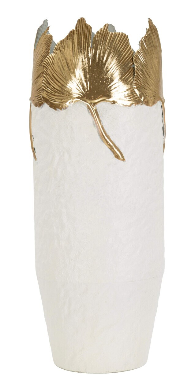 Vaza, Leaf Edge, Mauro Ferretti, fier, 17x47.5 cm, alb/auriu — imaginea 2