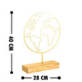 Decoratiune, World, 28x40x4 cm, Metal, Auriu