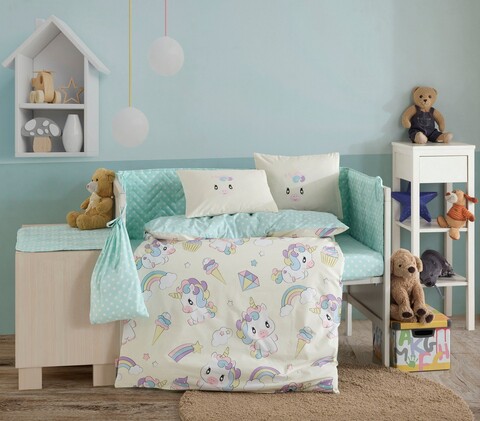 Lenjerie de pat pentru copii 4 piese, Mila - Cream, Hobby, Bumbac Poplin