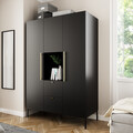 Dulap pentru haine ELTAP, Lanzzi, 135x60x200 cm, MDF laminat, negru/auriu