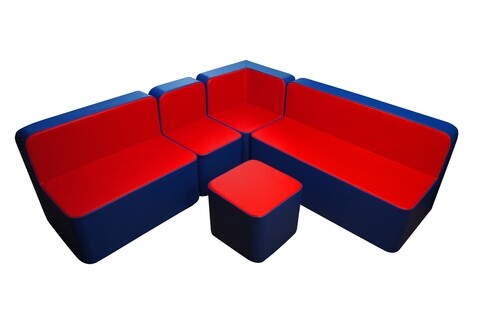Set mobilier modular kids, multi-confort, rosu/albastru