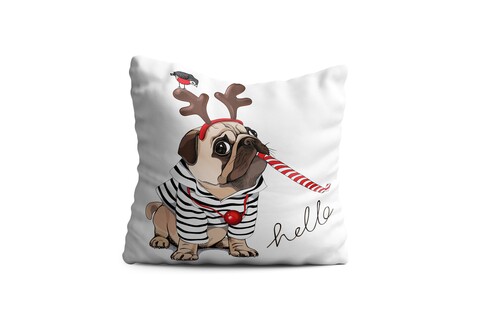 Perna decorativa pug, oyo kids, 43x43 cm, poliester, multicolor