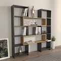 Corp biblioteca, Zena Home, Poyraz, 163.5x150x22 cm, PAL, Negru / Stejar