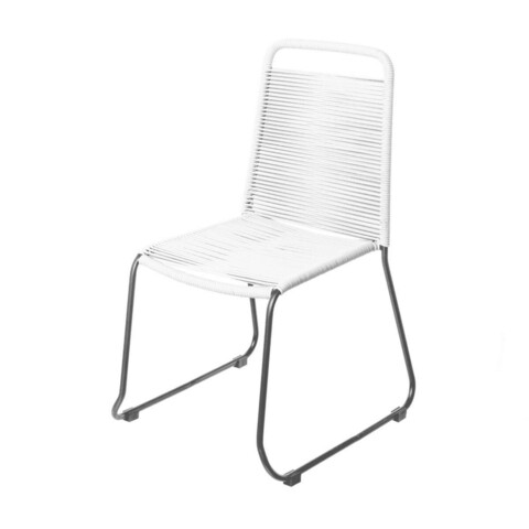 Scaun pentru gradina Antea Dark Legs, 53 x 53 x 88 cm, otel/sfoara, alb Gradina