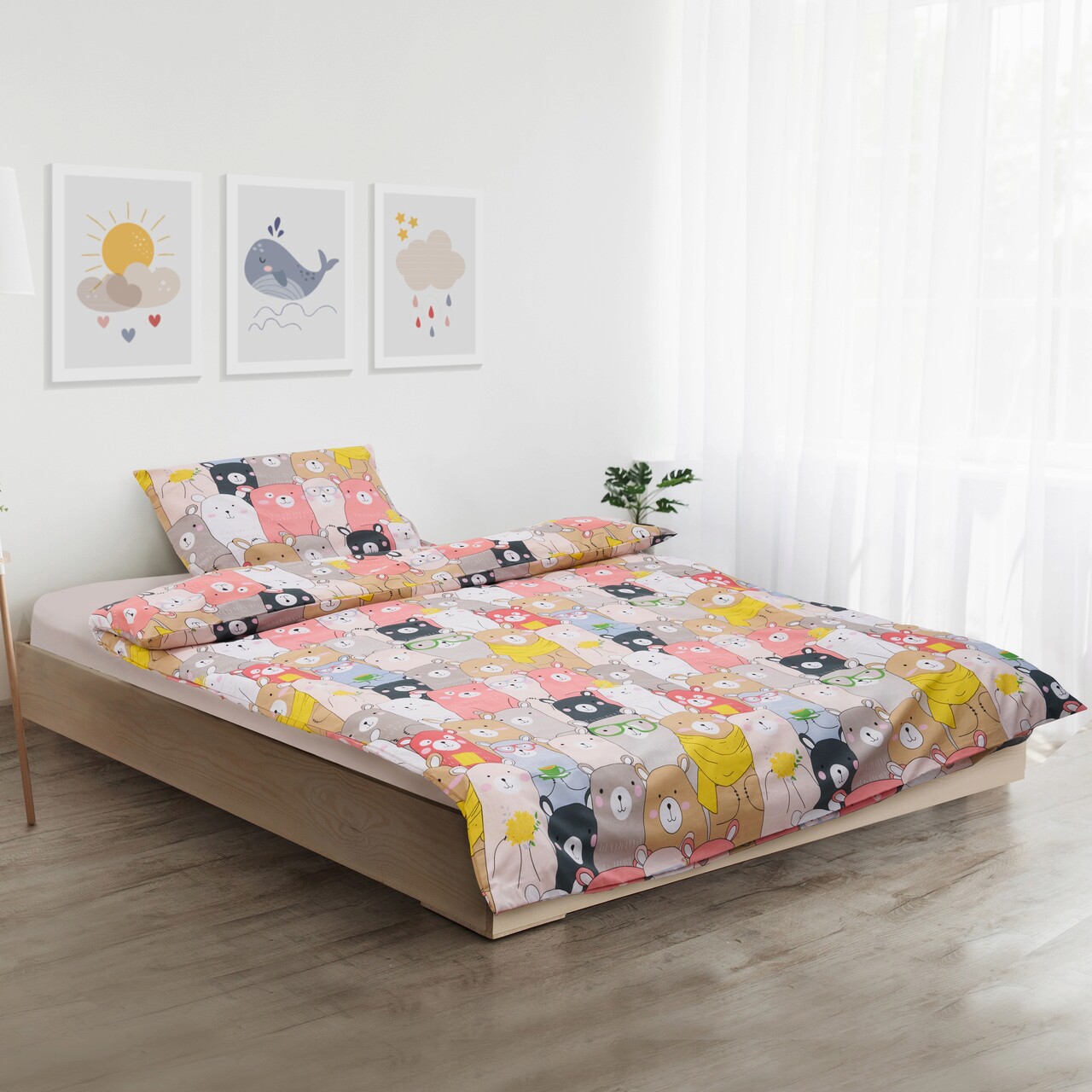 Lenjerie de pat pentru o persoana Animals, Heinner Home, 150x200 cm, bumbac, multicolor