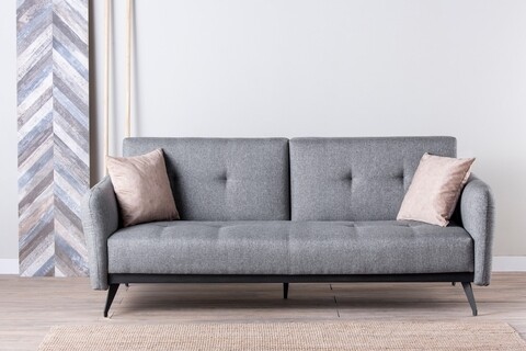 Canapea extensibila Ron Sofabed, Futon, 3 locuri, 190×125 cm, metal, gri Futon
