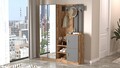 Dulap cu pantofar, cuier si oglinda DD8-AA, Locelso, 147.2x37.5x179.7 cm, PAL, natural/antracit
