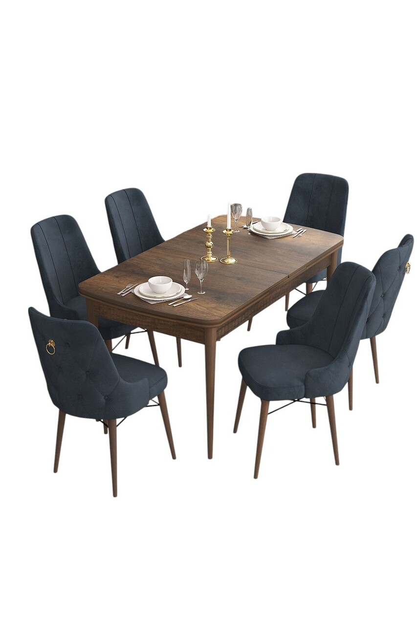 Set masa extensibila si scaune, Hanah Home, Are, Baroc / antracit - view 2