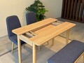 Set masa extensibila si 4 scaune, Vella, Vina Mini 01 1048, PAL, Stejar / Albastru închis