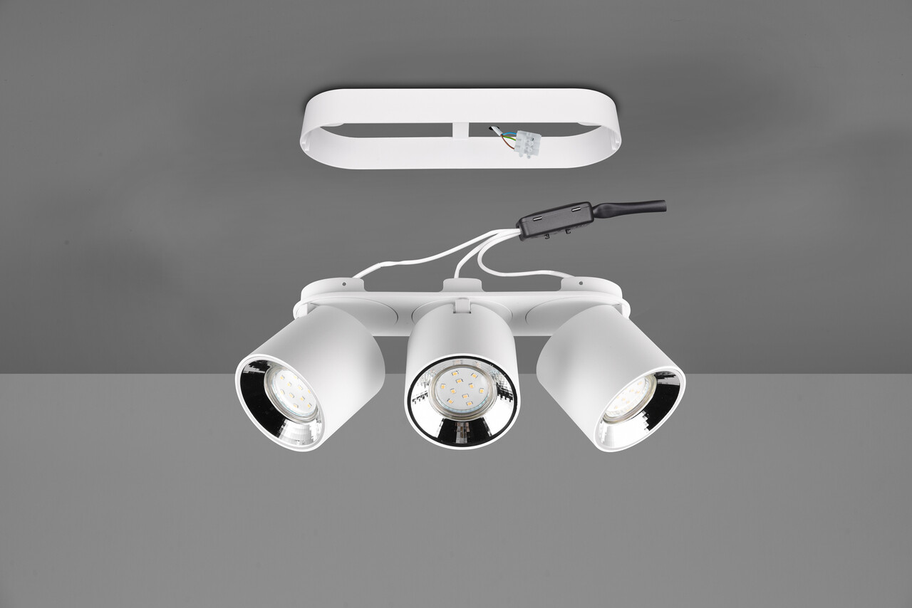 Plafoniera Guayana, TRIO, 27.3x8.7x12 cm, 10W, 3x GU10, metal, alb mat