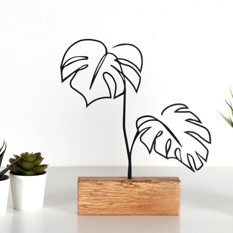 Decoratiune, leafs, 17x30x3.5 cm, metal, negru