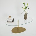 Masuta de cafea, Neostill, Porto, 90x40x60 cm, Sticla temperata, Transparent/Auriu