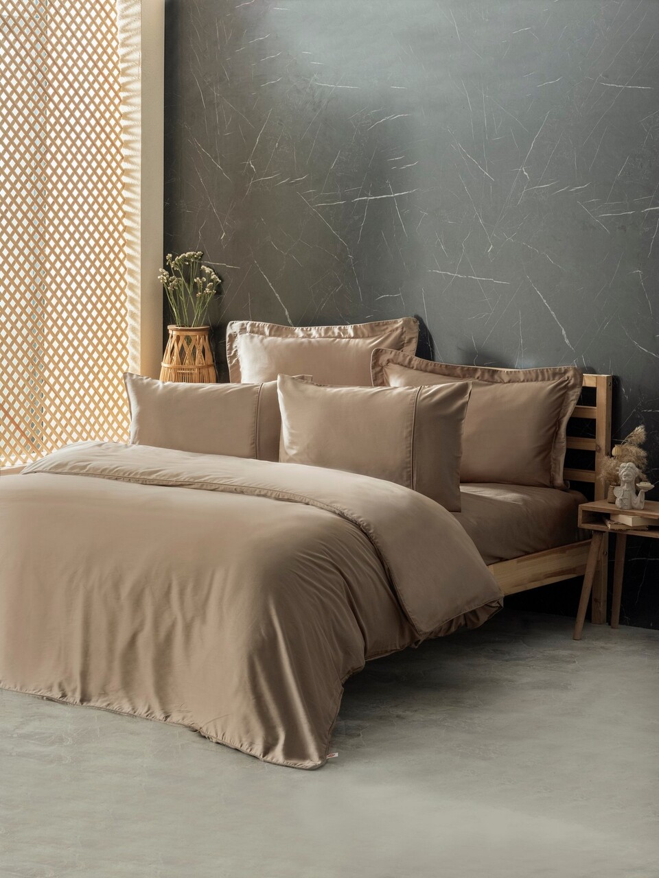 Lenjerie de pat dubla, Silky - Beige, Cotton Box, Lyocell/Bumbac