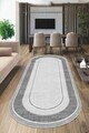 Covor, CLR-7374-OVAL-3, 80x200 cm, Poliester, Gri deschis / Gri