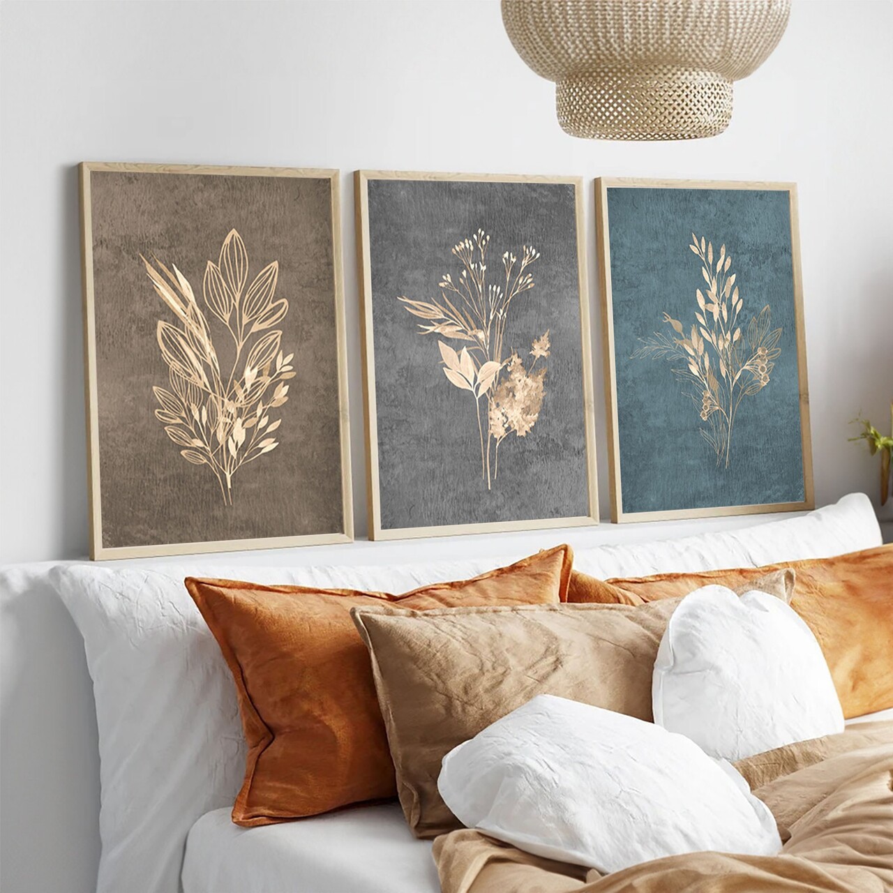 Set 3 tablouri decorative Huhu242 Cadru: 100% LEMN MASIV (Grosime: 2 cm) Multicolor