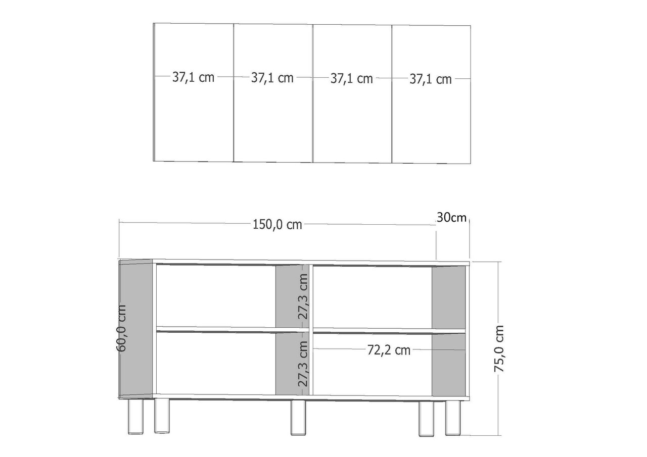 Consola, Hanah Home, Nef, 150x75x32 cm, PAL , Maro, Alb